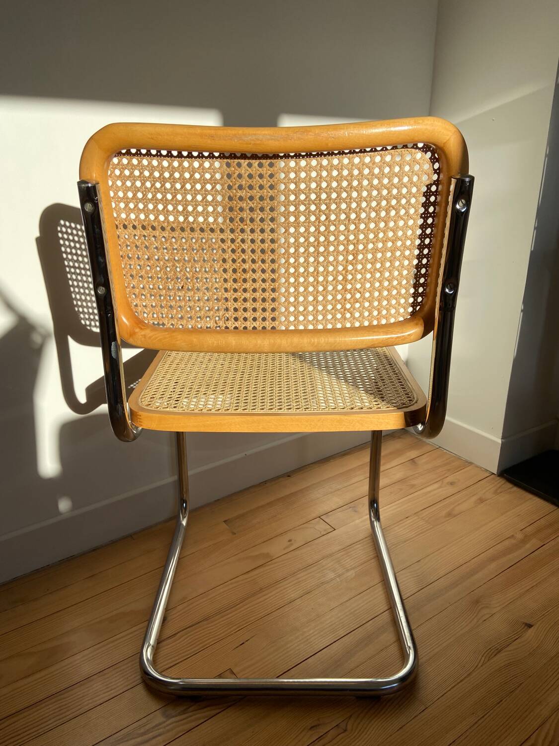 Paire de chaises cannées italiennes design Breuer