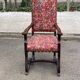 Henri II armchair in solid wood and floral burgundy fabric, 19th century.