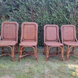 4 Perret and Vibert bamboo and rattan chairs