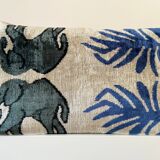 Ikat cushion in Persian elephant velvet