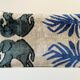 Coussin Ikat en velours éléphants persans