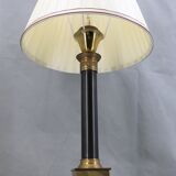 Lamp in gilded bronze and patinated empire style pleated lampshade