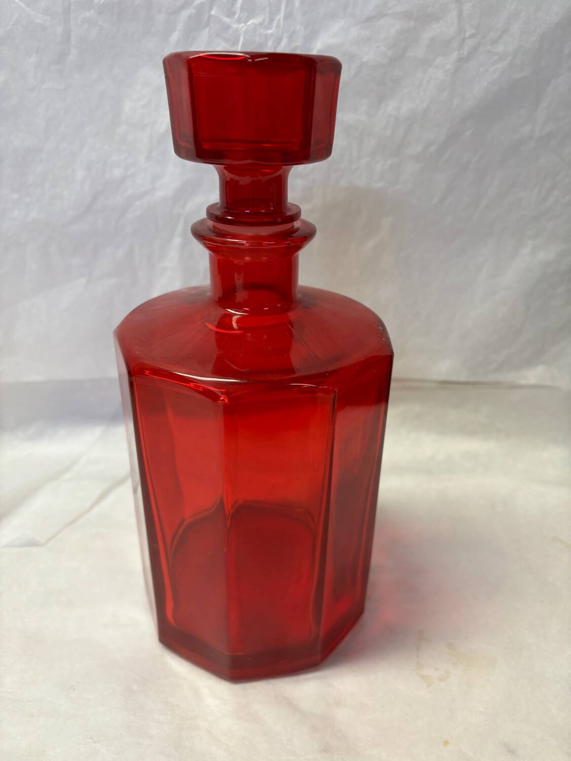 Red glass carafe
