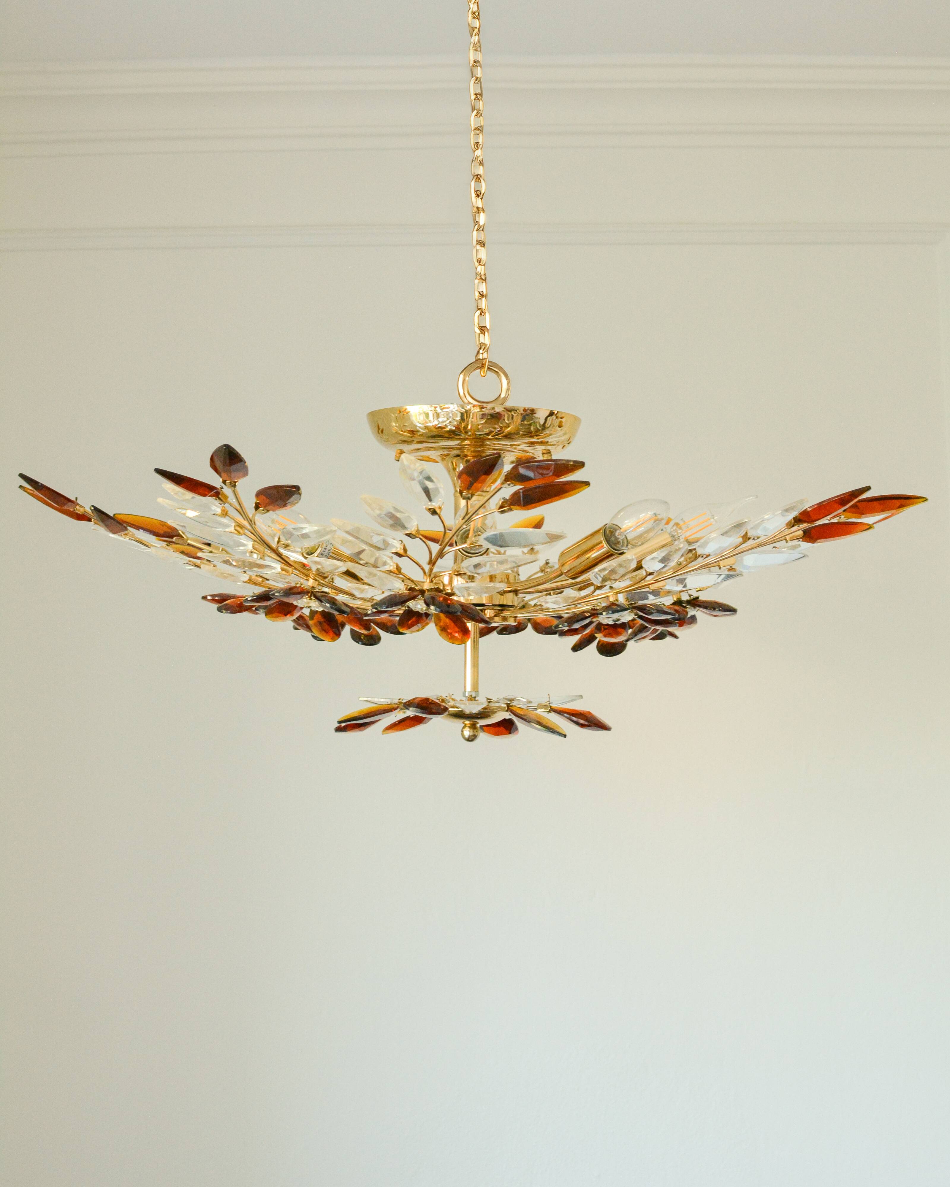Large amber crystal floral chandelier – Maison Baguès style