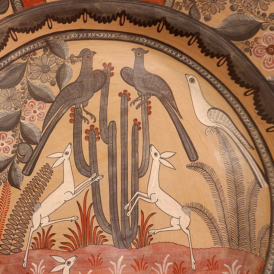 Vintage Mexican Hand Painted Terracotta Wall Plate - Amado Galvan - 1970s