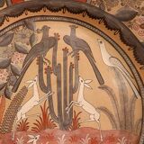 Vintage Mexican Hand Painted Terracotta Wall Plate - Amado Galvan - 1970s