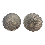 Paire d'appliques, plafonniers ronds en verre ciselé, années 60