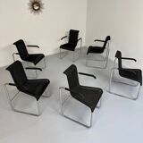 6 chaises noires tubulaires design d'Axel Bruchhäuser modèle D20 bauhaus