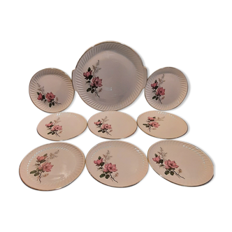 1 serving course and its 8 dessert plates Orchies Moulin des Loups