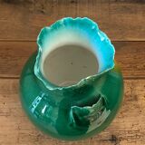 Yellow heart green ceramic vase