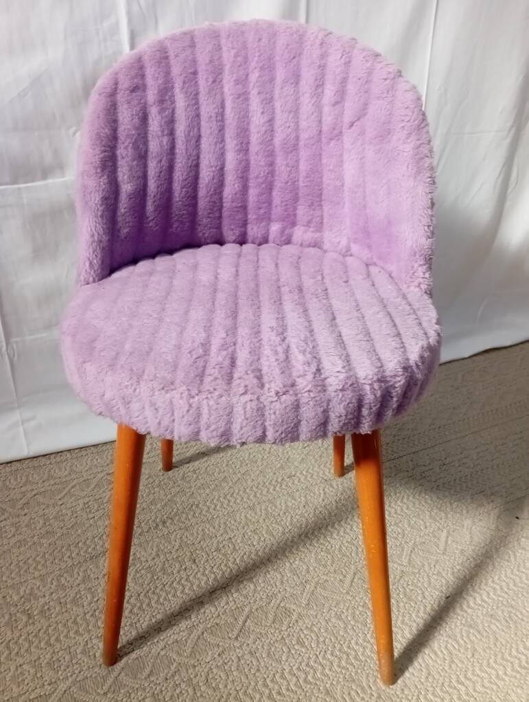 Lilac furry chair from the 50s