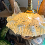 Baladeuse en verre de clichy plissé jaune vintage