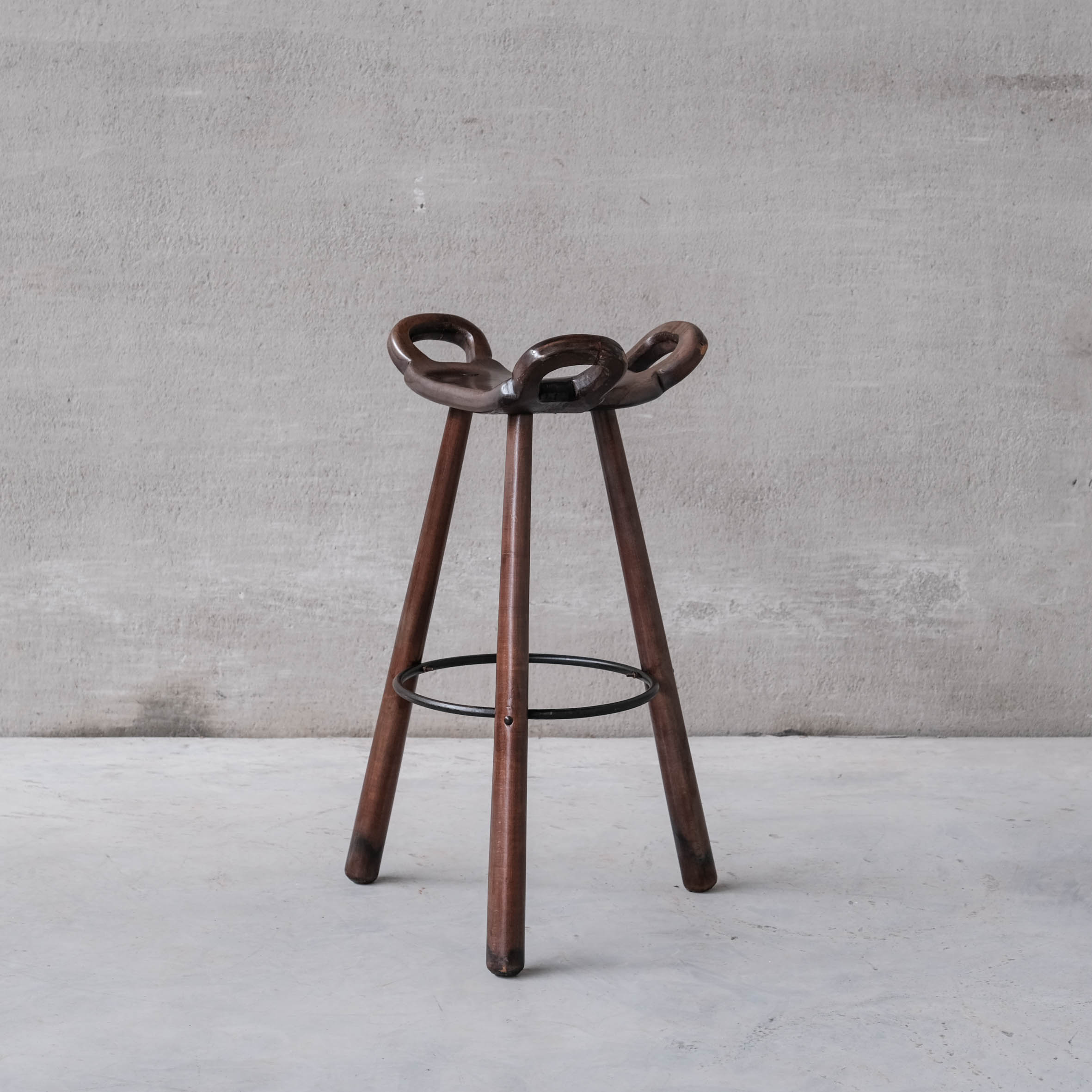 Brutalist Mid-Century 'Marbella' Bar Stool (2 Available)