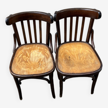 Paire de chaises bistrot en bois