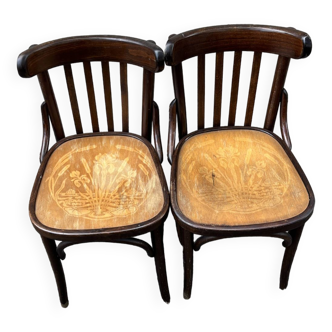 Paire de chaises bistrot en bois
