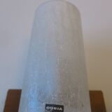 Pair of Doria Leuchten frosted crackled glass and teak wall lights, 1960s