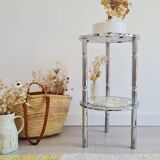 Chromed metal and marble side table, Italy, 1970s