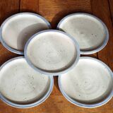 5 assiettes à dessert en grès