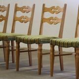 Vintage 1960s brutalist Danish modern oak dining chairs in the style of Henning Kjærnulf
