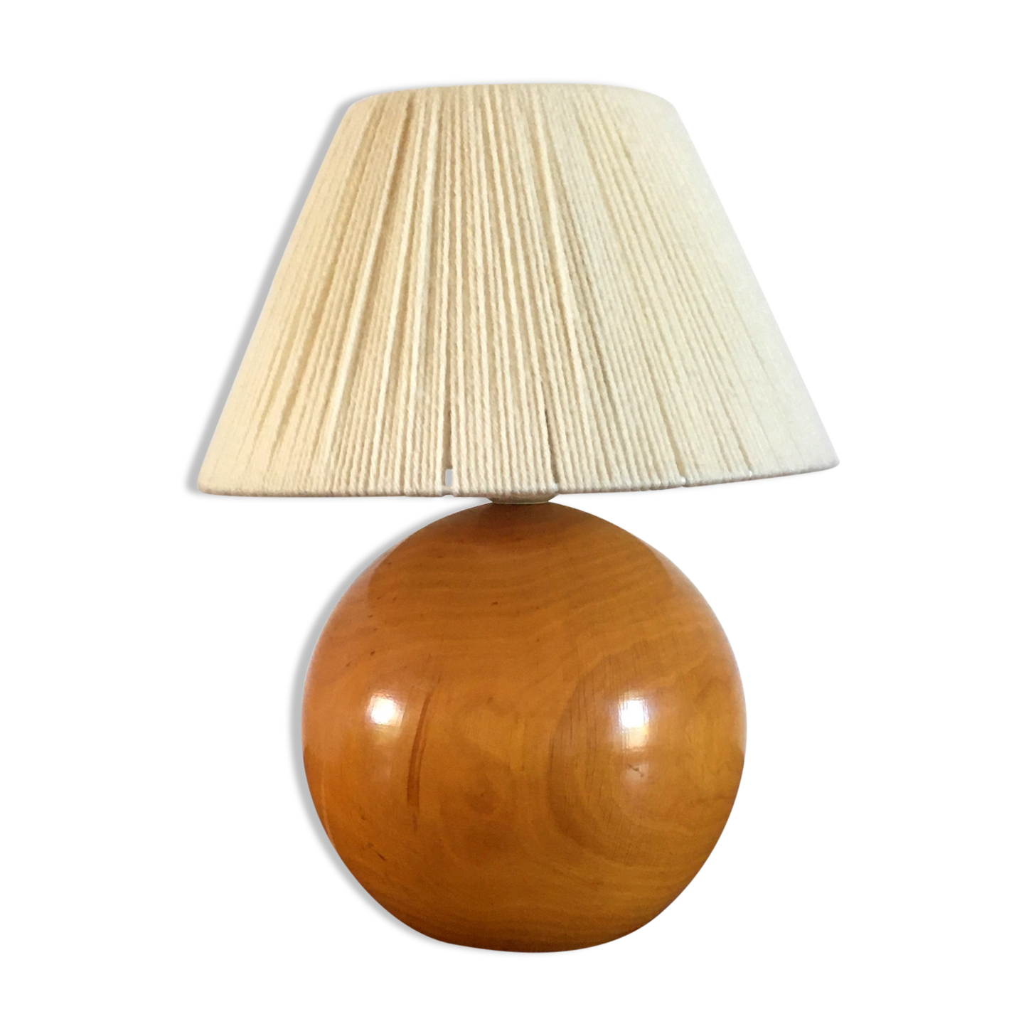 Vintage lamp in solid elm lampshade in wool 70s