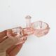 Servant salt pepper in pink glass, molded glass, vintage french, authentic
