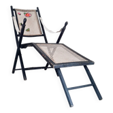 Old deckchair - wooden and cane lounge chair