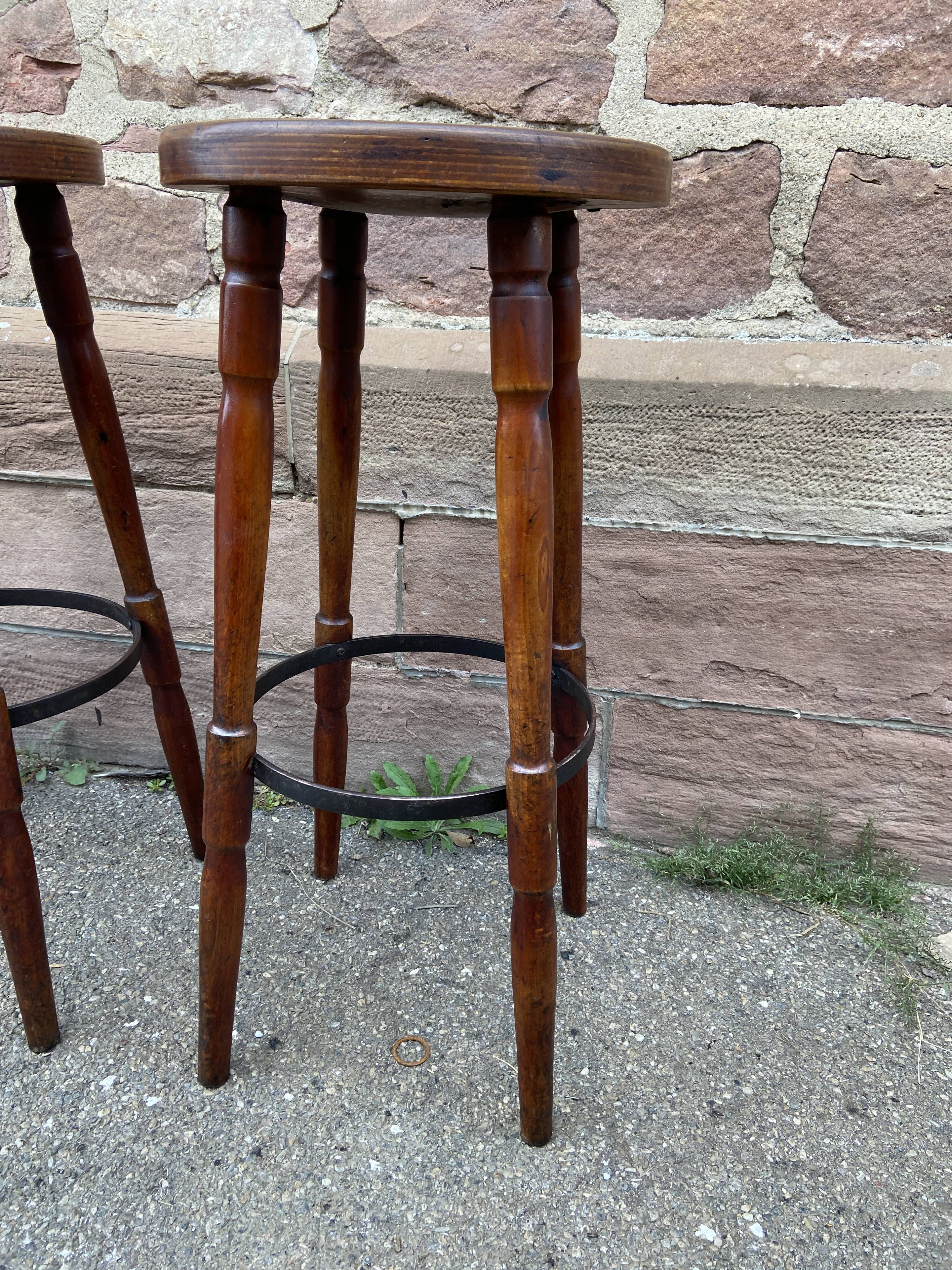 Set of 4 bar stools restaurant pub tavern bentwood art deco 1950-1960