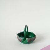 Vide-poche en céramique vert, signé, 1970