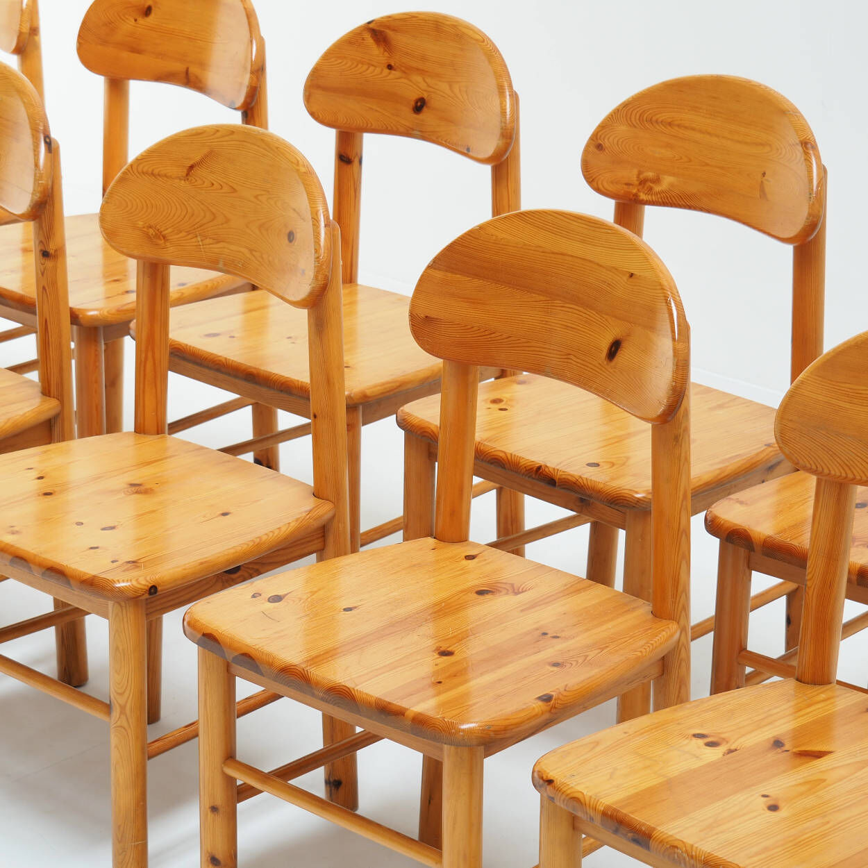 Set of 10 ‘Rainer Daumiller’ chairs in solid pine wood