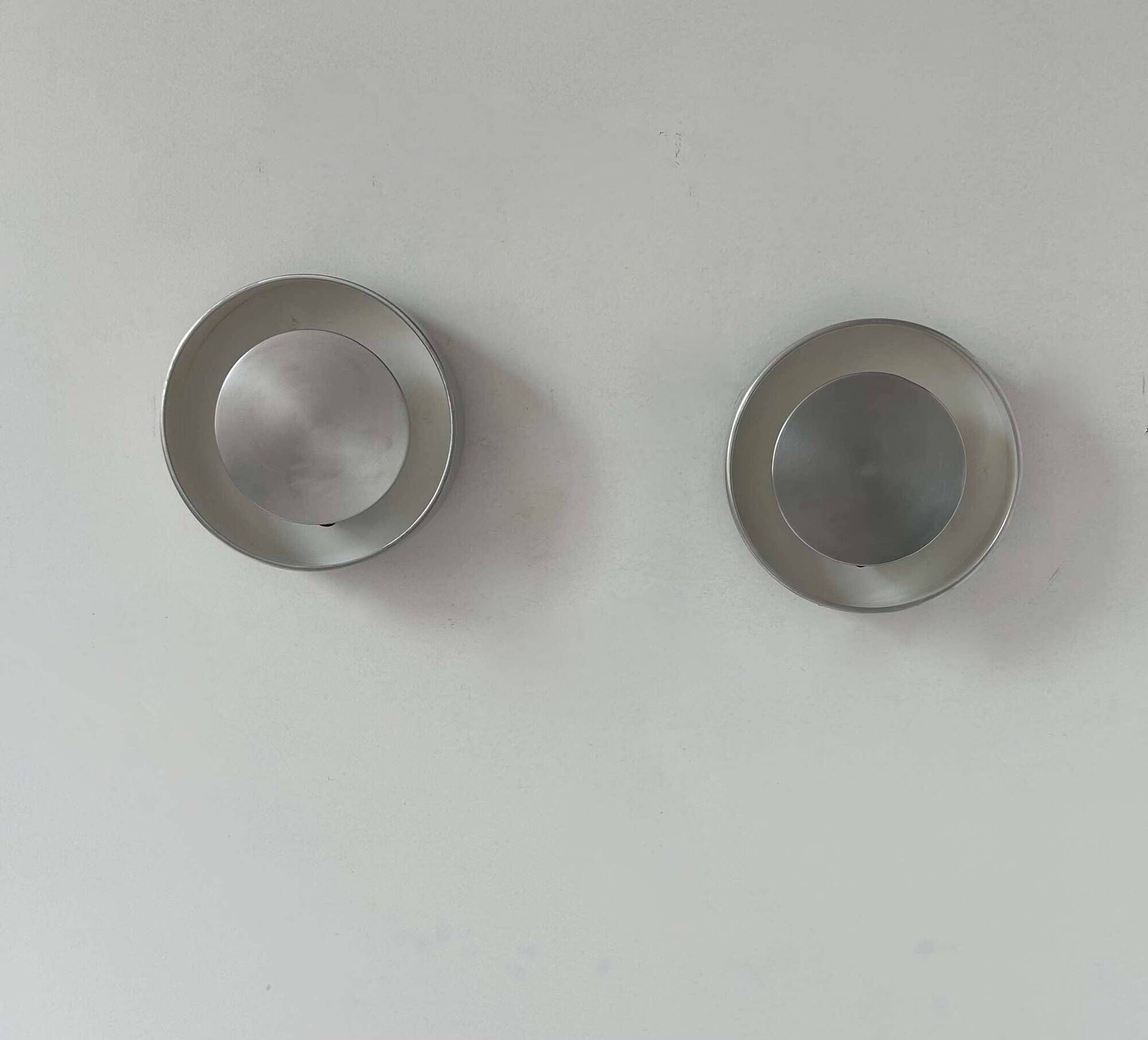 Pair of vintage wall lights, brushed metal, France 1970