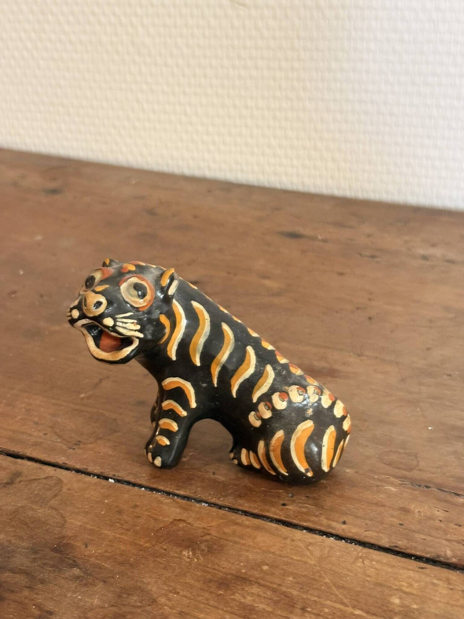 Figurine Animal Sculpture Glazed Terracotta Tiger Alebrije Mexico 2/2