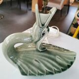 Vintage ceramic bird lamp base from Charolles