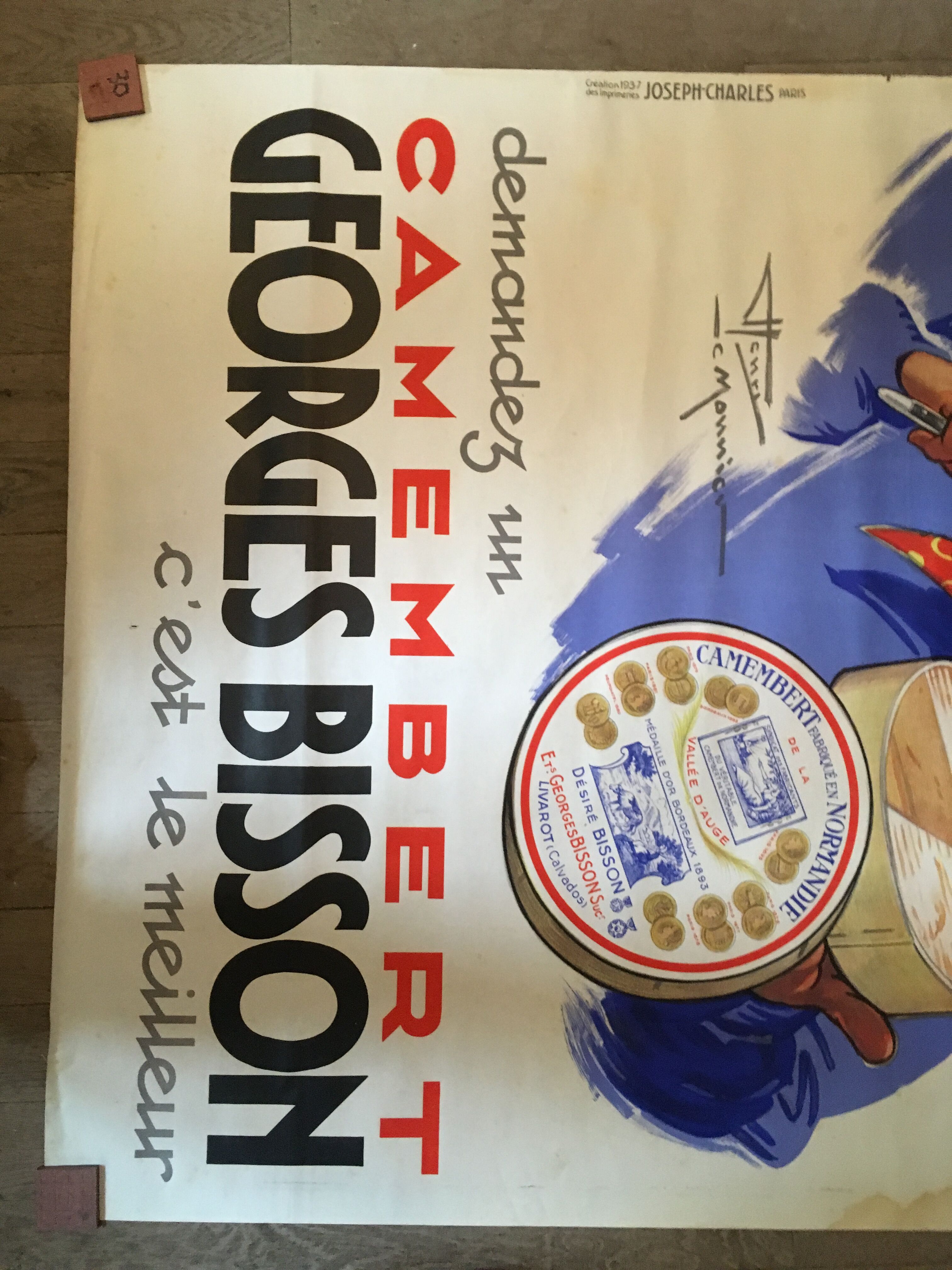 Old poster Camembert Georges Bisson 1937