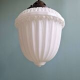 Art Deco suspension in pressed white opaline, 1920-30.
