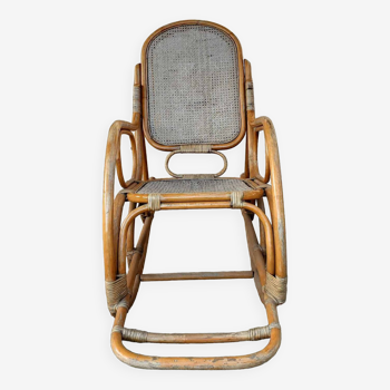 Rocking Chair en rotin avec cannage