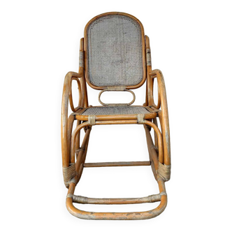 Rocking Chair en rotin avec cannage