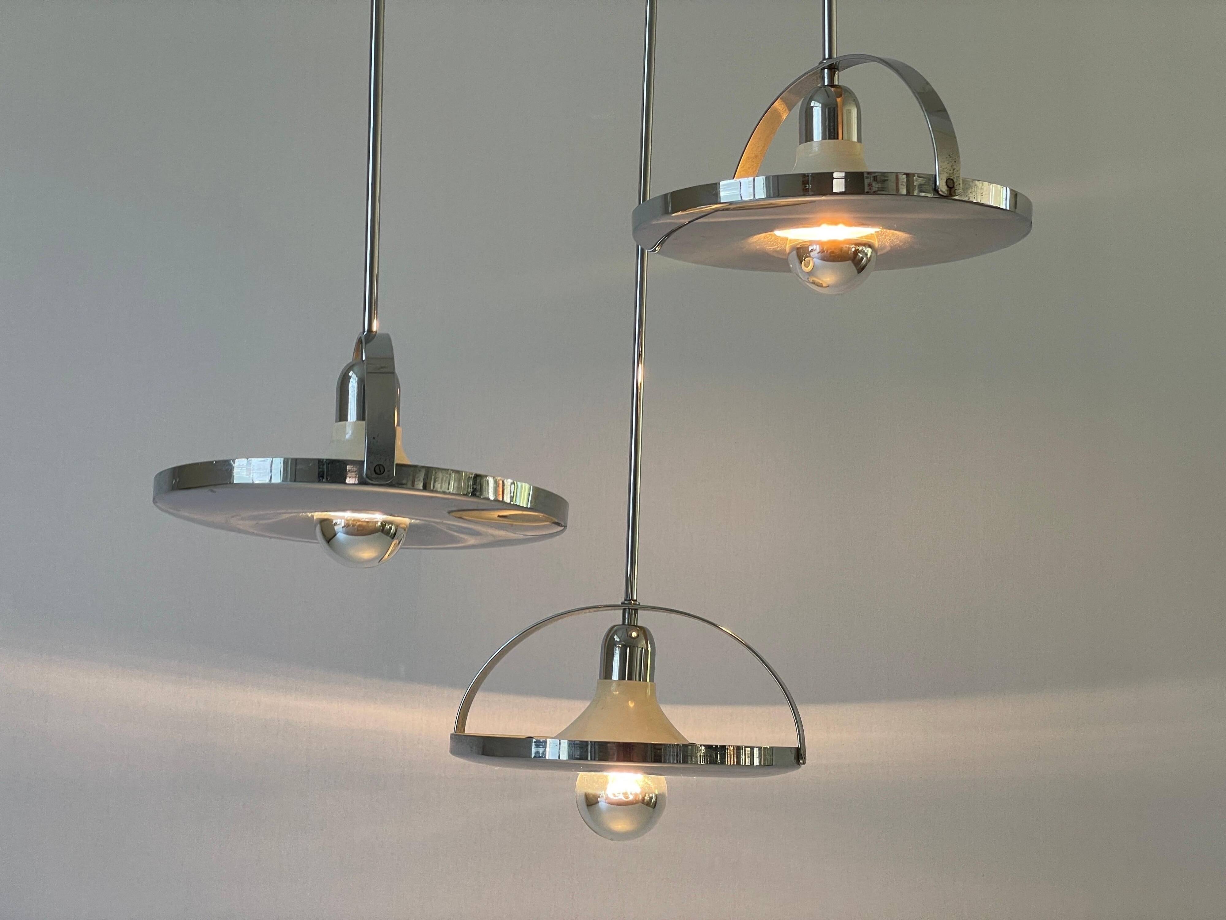 Mid-century modern triple shade ceiling light by Reggiani, 1960s, Italy.