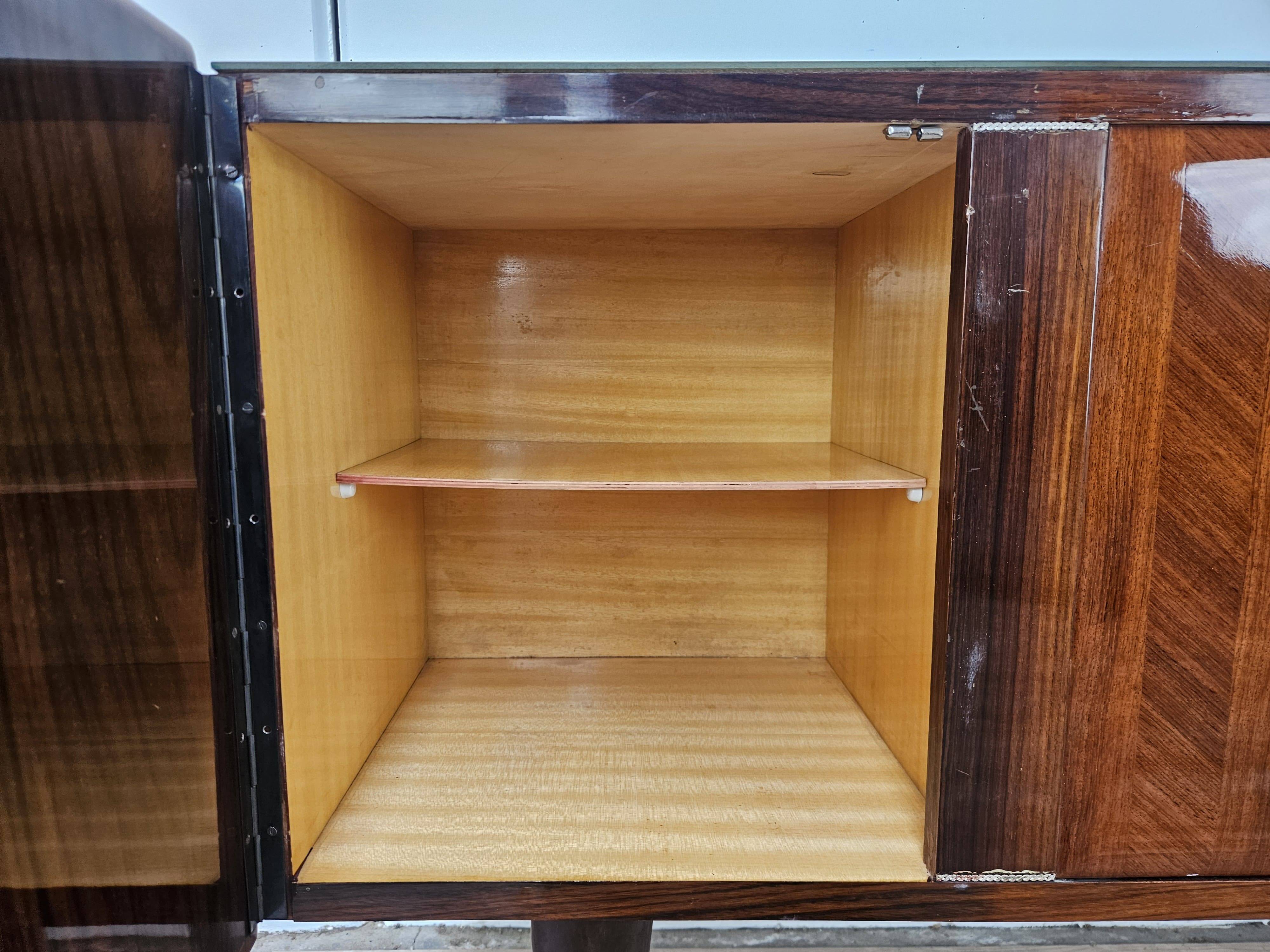 Enfilade en acajou avec plateau en verre