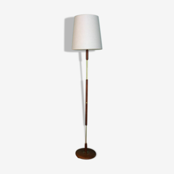 Lampadaire danois en teck et laiton