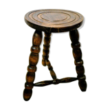 Turned wood tripod stool