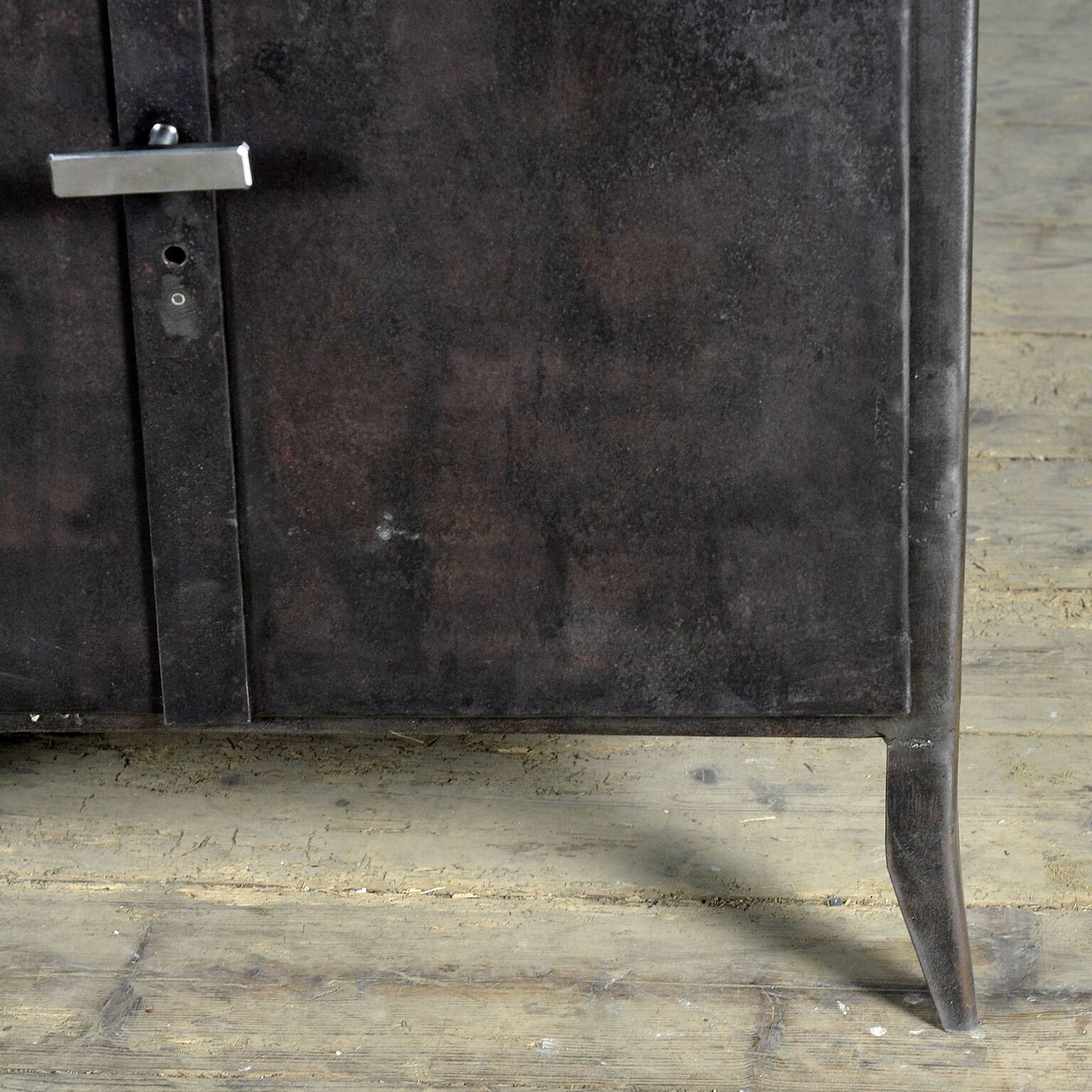 polished iron medical cabinet, 1950’s
