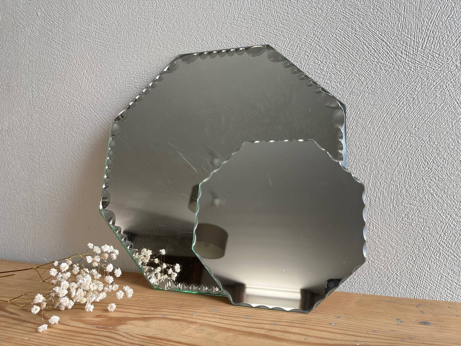 Vintage octagonal beveled mirrors