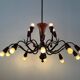 Large Burgundy brass chandelier with 15 arms, 1950, Italy