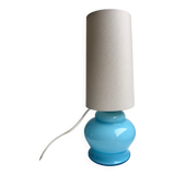 Lamp with blue opaline feet and textured conical lampshade 60s-70s