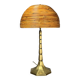 Lampe de table en rattan, bambou et laiton à tige en crayon du milieu du siècle. Années 1970.