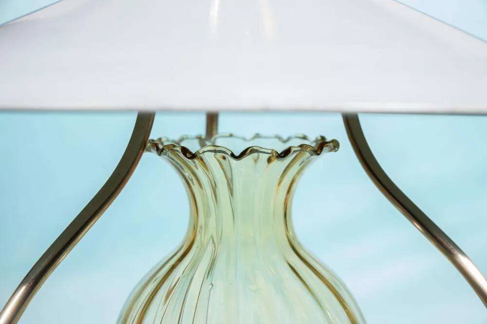 Vintage 1950s glass and brass lustre, hall lamp.