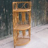 Vintage rattan corner shelf
