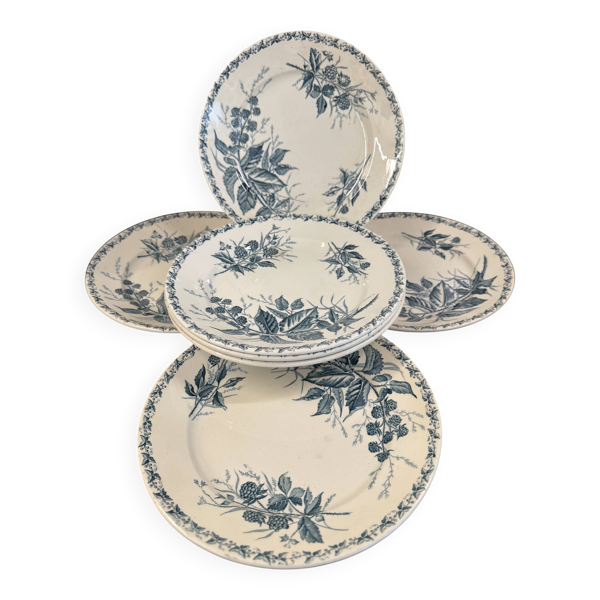 7 assiettes creuses en terre de fer « Mûre » Badonviller