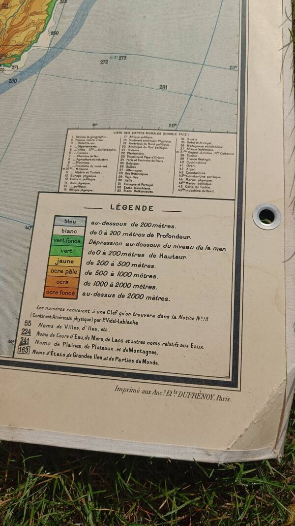 Ancienne carte scolaire du continent américain Vidal Lablache