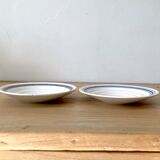Pair of white and blue saucers